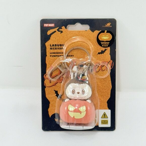 Authentic Pop Mart Labubu Halloween Pumpkin Luminous Keychain Keyring Figure Toy - Picture 1 of 12
